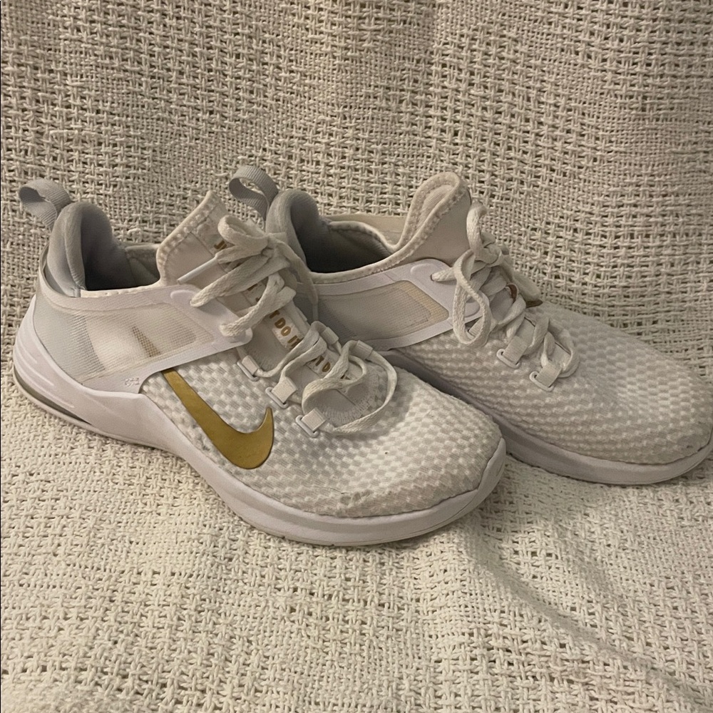 Nike White and Gold Athletic Shoes